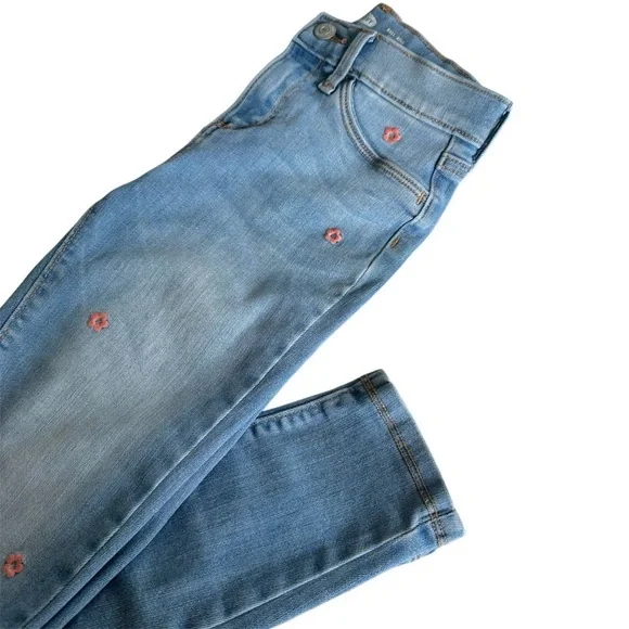 Cute Old Navy Girls Pink Flower Embroidered Ballerina Jeggings Jeans Size 10 - Picture 6 of 9